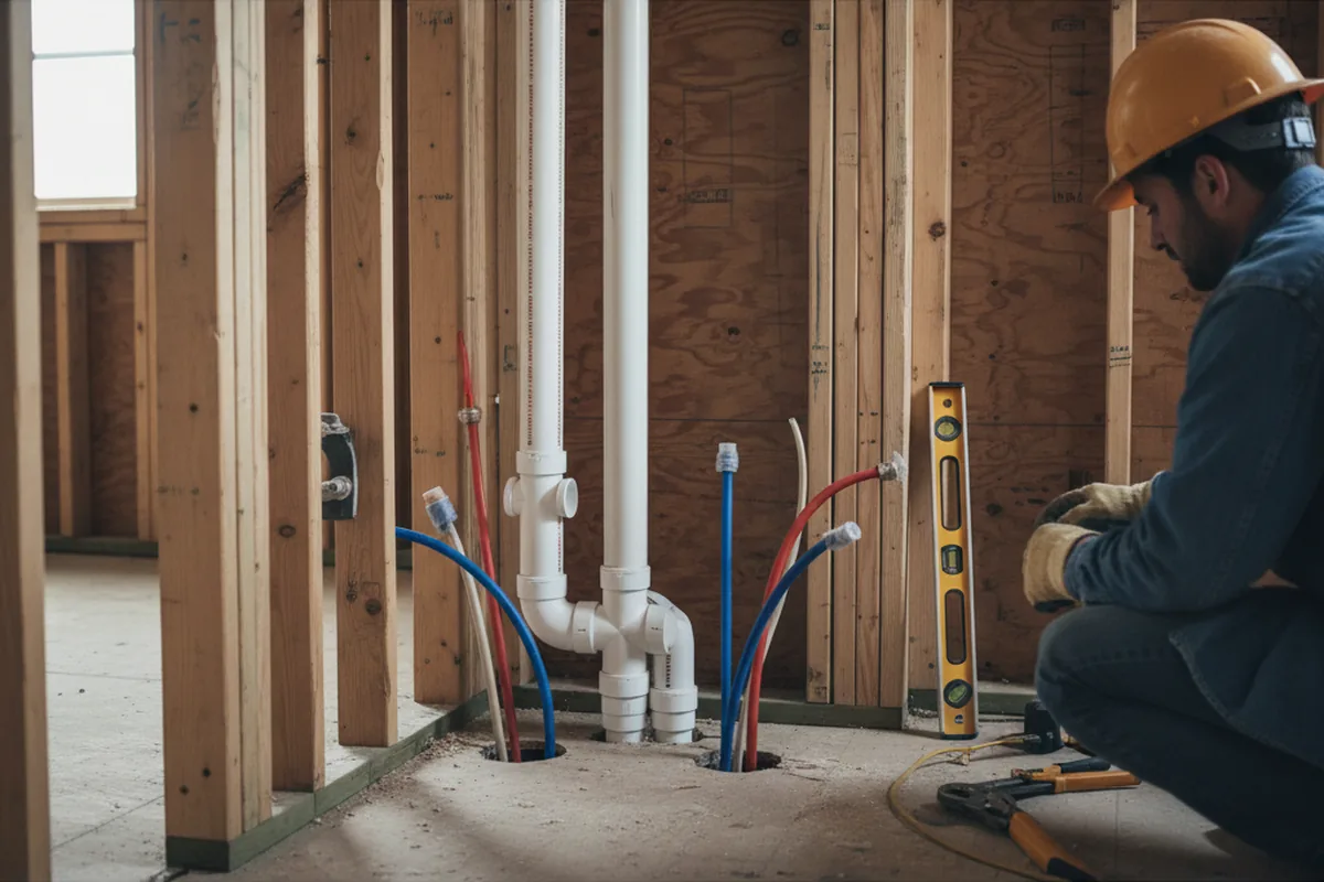 Drain and supply rough-in during Garbage Disposal Repair in Raymond